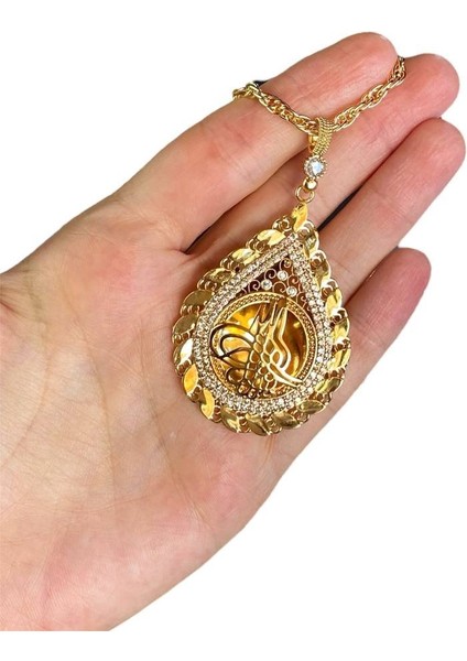 Taşlı Osmanlı Tuğra Gold Kolye fiyatları