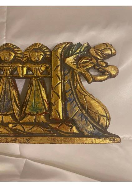 Duvar Panosu Ejderhalı Ahşap Gold