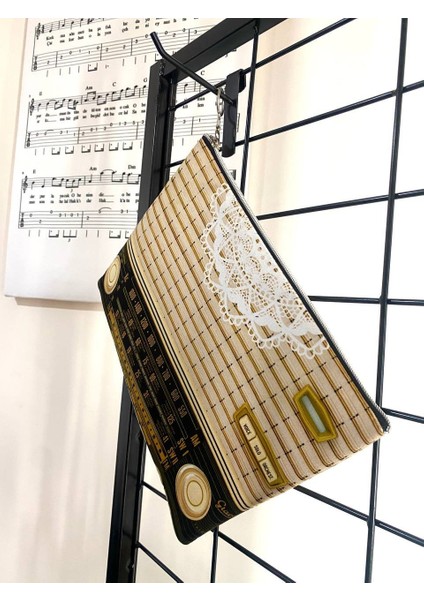 Retro Radyo Dantel Detaylı Görünümlü Vintage Clutch Portföy Çanta modelleri