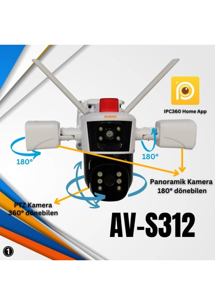 AV-S312 12 Mp 3 Lensli Wifi Ip Ptz Kamerası