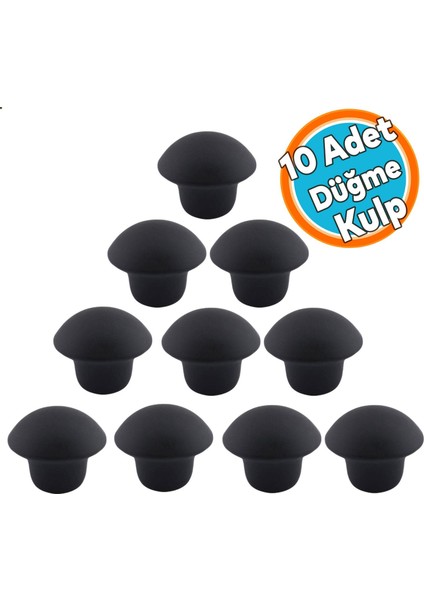 (10 Adet) Düğme Kulp Dolap Mobilya Mutfak Dolabı Çekmece Dolap Kapak Kulpu Kulbu Metal Kulp Siyah
