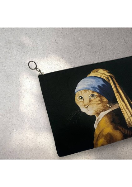 Inci Küpeli Kedi Tablo Clutch Portföy Çanta modelleri