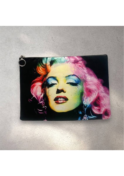 Renkli Marilyn Monroe Clutch Portföy Çanta
