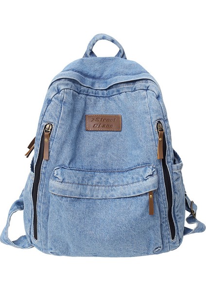 Büyük Kapasiteli Denim Sırt Çantası Kadın Sırt Çantası Yeni Moda Okul Çantası Harajuku Tarzı Öğrenci Seyahat Çantası (Yurt Dışından)