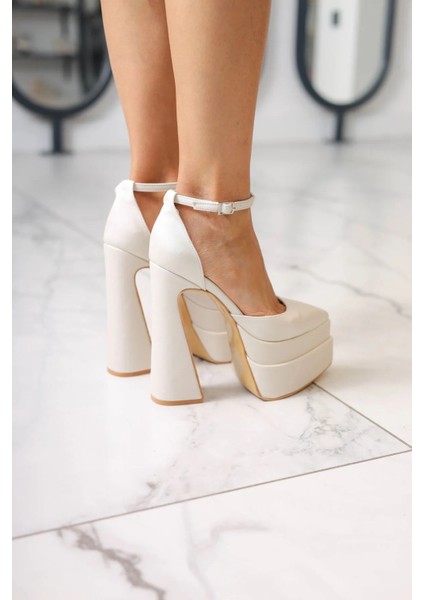 15 cm Çift Platform Sivri Burun Topuklu Abiye Ayakkabı indirimleri