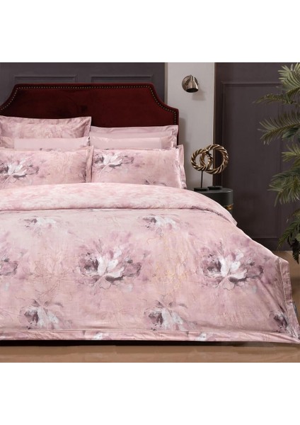 Freza Saten Nevresim Takımı King Size , .pembe