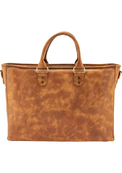 Isminize Özel Harf Unisex Evrak / Laptop Çantası - Camel