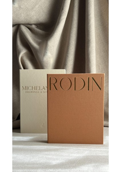 Kumaş Kaplı 2'li Dekoratif Kitap Kutu (Michelangelo-Rodin)