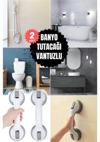 2 Adet Kaymaz Emniyet Vantuz Korkuluk Tuvalet Banyo Güvenli Tutma Kolu Vakum Vantuz Yardım Duş Kolu