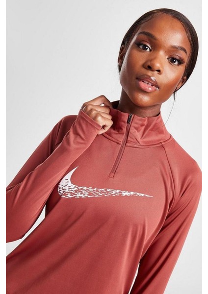 Dri Fit Big Swoosh 1/4 Zip Training Runnig Sweatshirt Koşu Antrenman Üstü Kiremit Rengi modelleri