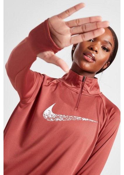 Dri Fit Big Swoosh 1/4 Zip Training Runnig Sweatshirt Koşu Antrenman Üstü Kiremit Rengi fırsatları
