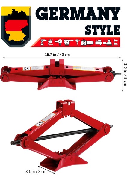 Germany Style Alman Araba Kaldırma Oto Krikosu 2 Ton Makas Cırcır Otomatik Kriko
