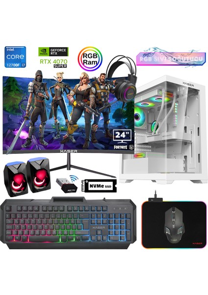 XSR898 I7 12700F 16GB Ram 512GB M.2 Nvme SSD 12GB RTX4070 Super 23.8" 180Hz Curved Oyuncu Bilgisayarı