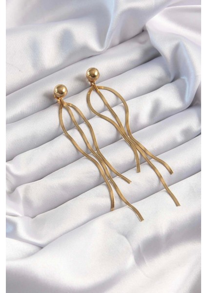 316L Çelik Altın Renk Italyan Model Topçuk Küpe