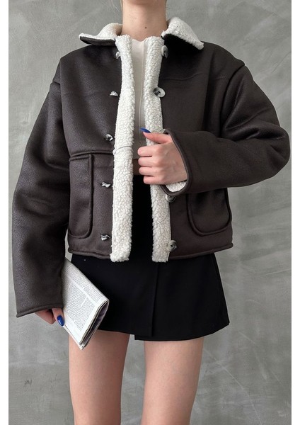 Antrasit Krem Kürklü Mont modelleri