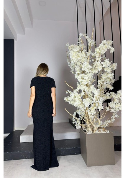 G1125 Taş Detaylı Maksi Abiye Elbise Siyah fiyatları