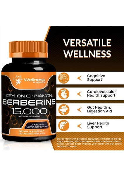 Wellnees Labsrx Berberine 15,000 Mg With Ceylon Cinnamon 120 Veggie Kapsül