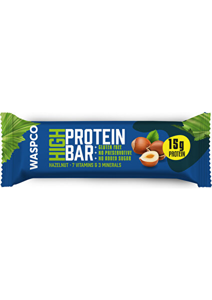 Waspco Yüksek Protein Bar - Fındıklı 50G x 12 Adet