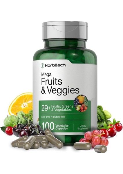 Horbäach Mega Fruits And Veggies Supplement 100 Capsules