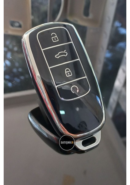 Chery Tiggo 8 Pro Smart Anahtar Kılıfı Siyah Gümüş
