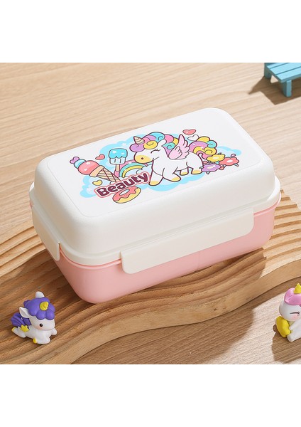 Karikatür Çift Katmanlı Öğrenci Öğle Yemeği Kutusu (Yurt Dışından)