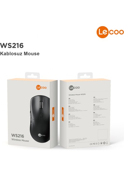 WS216 Kablosuz 1600DPI 7 Tuşlu Optik Mouse Siyah