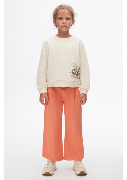 Çiçek Desenli Uzun Kollu Kız Çocuk Sweatshirt 4-8 Yaş 37516 fırsatları