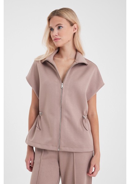 Kadın Nelly Vizon Yumuşak Dokulu Oversize Yelek (Cupro)