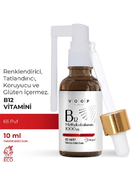 Vitamin B12 Methylcobalamin | 1000 µg (Mikro Gram) Sprey-Damla - 10 Ml