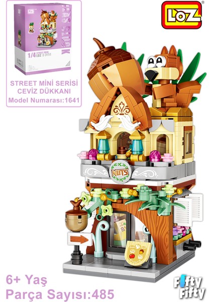 Loz Street Mini Serisi Ceviz Dükkanı -LZ1641 (485 Parça) Oyuncak Yapım Seti