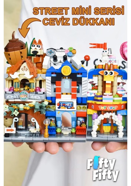 Loz Street Mini Serisi Ceviz Dükkanı -LZ1641 (485 Parça) Oyuncak Yapım Seti