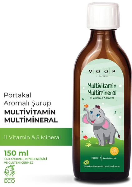 Multivitamin Multimineral Portakal Aromalı Şurup - 150 ml (11 VİTAMİN & 5 MİNERAL)