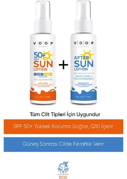 Vücut Güneş Kremi +50SPF - 150 ml & Güneş Sonrası Krem - 150 ml | İkili Set