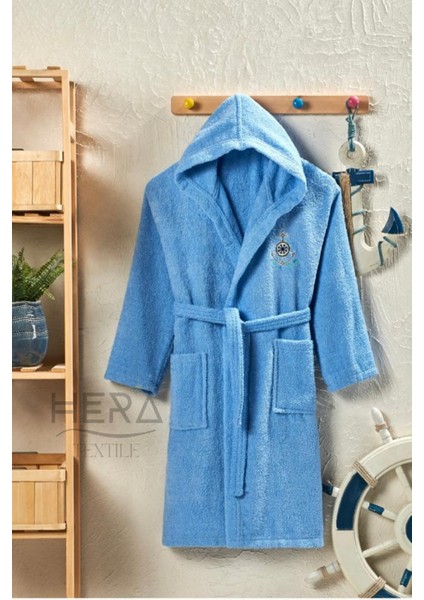 Kapüşonlu ve Kemerli Pamuklu MAVİ Erkek-Kız Genç Çocuk Bornozu(PAMUKLU-DÜMEN NAKIŞLI-YUMUŞAK) fiyatları