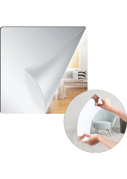 Sunup SN-24978 40X40CM Kendinden Yapışkanlı Esnek Pvc Duvar Aynası Panel Sticker Çıkartma