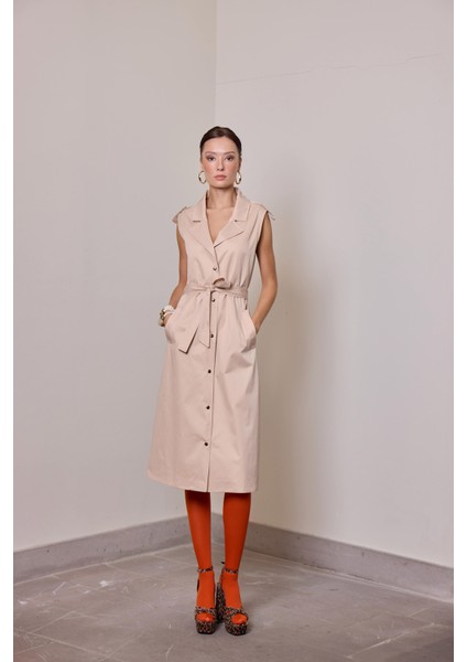 Nadia Bej Apoletli Kolsuz Trençkot modelleri