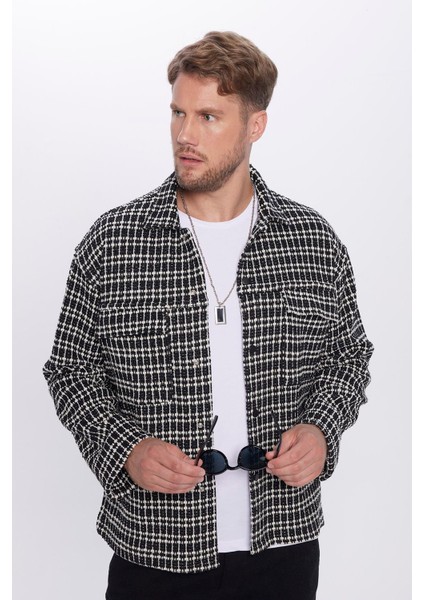 Erkek Relax Fit Rahat Kesim Çift Cepli Armürlü Örme Apaş Yaka Gömlek