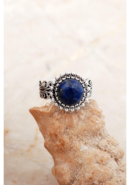 Lapis Lazuli Taşlı Telkari Elişi Gümüş Yüzük 5835 modelleri