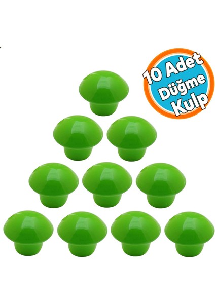 10 Adet Mobilya Kulp Çekmece Dolap Kapak Kulpu Kulbu Yeşil Metal Kulp