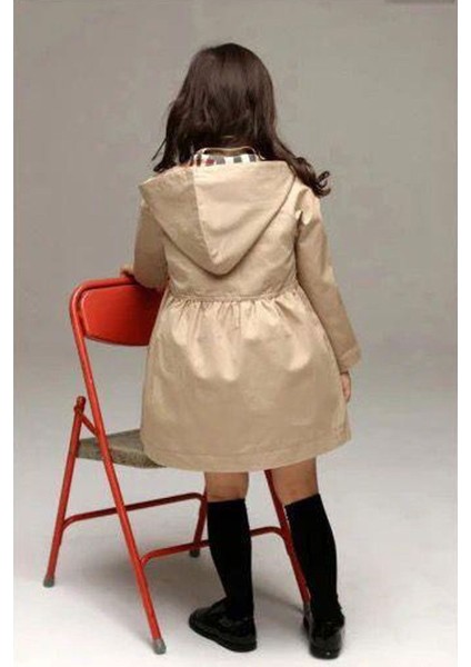 Astarlı Kapüşonlu Kız Çocuk Bondip trenç - Camel modelleri