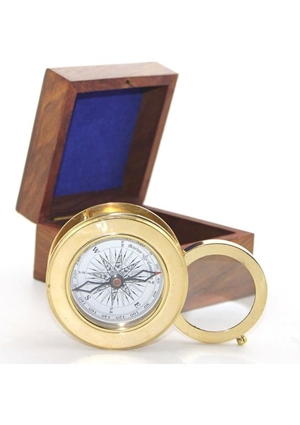 Ahşap Kutulu Pirinç Mercekli Pusula 16040