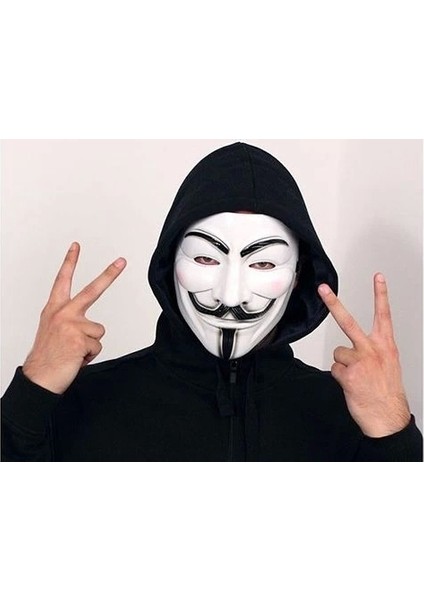 Beyaz Renk V For Vendetta Maskesi Yerli Üretim