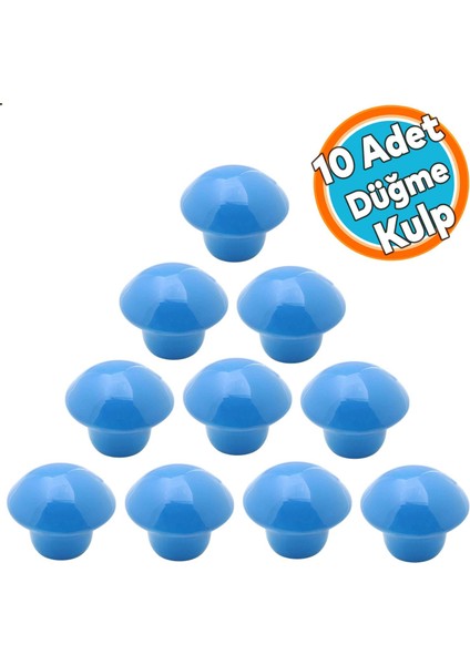 10 Adet Düğme Kulp Mutfak Çekmece Bebek Çocuk Genç Odası Dolap Kapak Kulpu Kulbu Mavi Metal Kulp