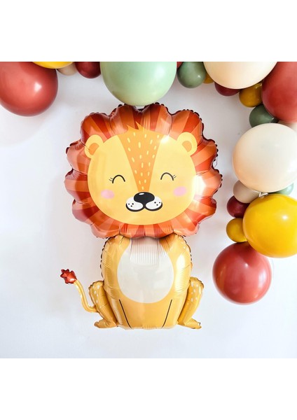 Sevimli Aslan Folyo Balonlu Safari Doğum Günü Süslemeleri, Orman Balon Kemeri Doğumgünü Parti Seti Süsü fiyatları