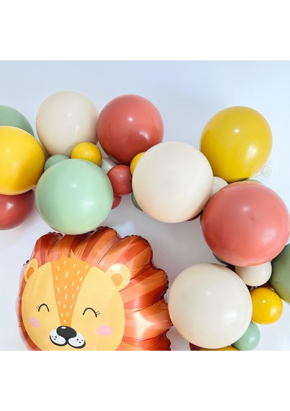 Sevimli Aslan Folyo Balonlu Safari Doğum Günü Süslemeleri, Orman Balon Kemeri Doğumgünü Parti Seti Süsü fırsatları