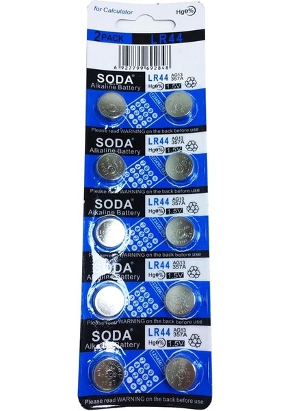 Soda AG13 LR44/357 Alkalin 10'lu Düğme Pil