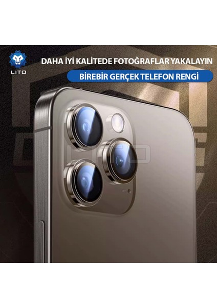 S+ Anti-Reflective iPhone 16 Pro/16 Pro Max Kamera Koruyucu Desert Titanium