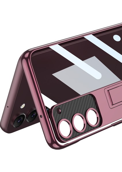 - Samsung Galaxy S23 Plus - Kılıf Kamera Korumalı Şeffaf Tasarımlı Lego Standlı Kapak - Gümüş - T26165 indirimleri