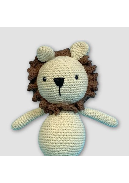 El Yapımı Amigurumi Sevimli Aslan 23 cm - Bej