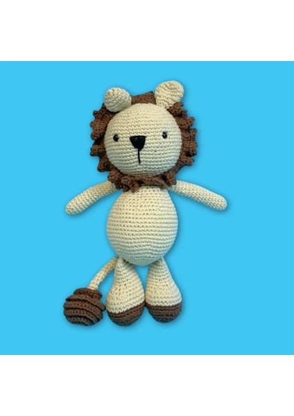 El Yapımı Amigurumi Sevimli Aslan 23 cm - Bej